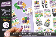 Mardi Gras Stickers PNG EPS, a Seasonal Illustration by TheBlackCatPrints (Thumbnail 2 of 2)