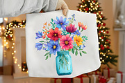 watercolor Flowers in jar Clipart, an Illustration by Canvas Craft (Thumbnail 4 of 6)