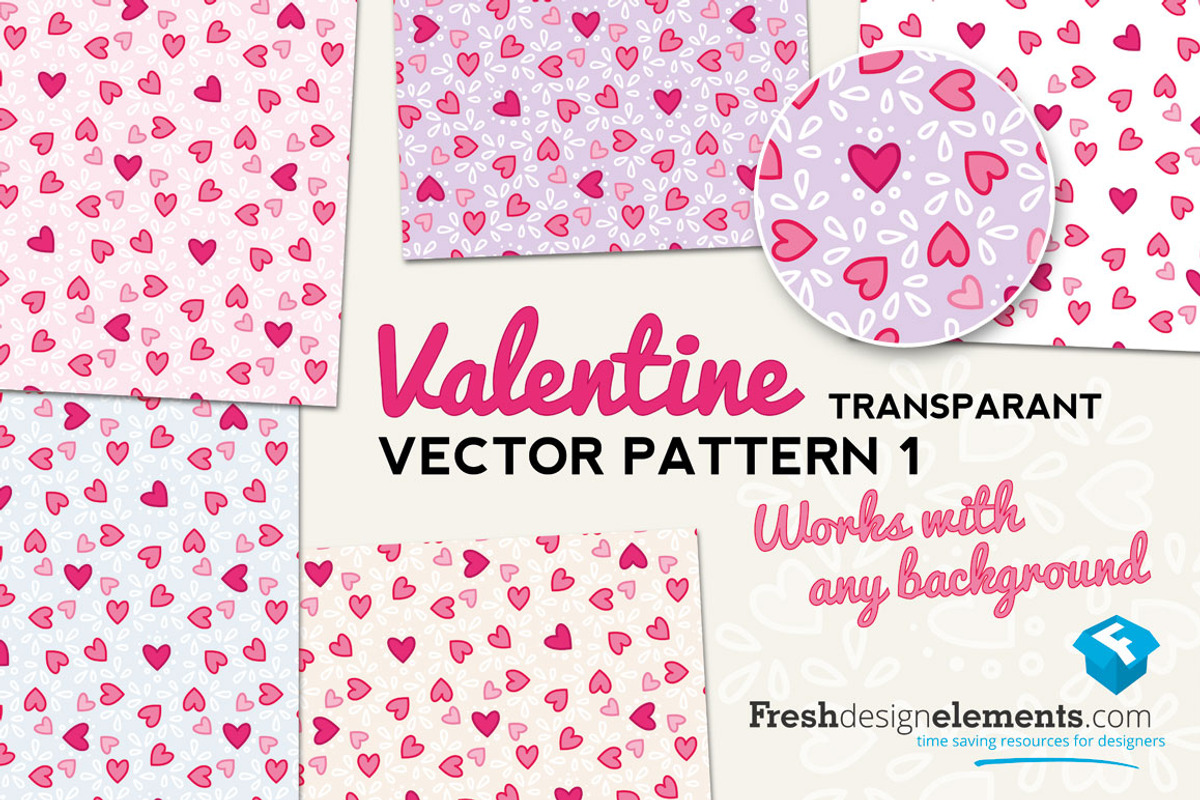 Valentine Transparant Vector Pattern, a Pattern Graphic by Fresh Design Elements (Photo 1 of 2)
