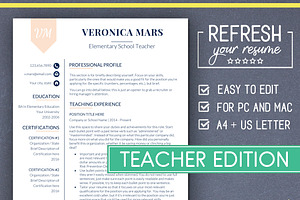 Teacher RESUME Template MS Word