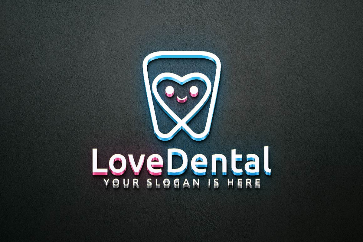 Cute Happy Love Dental Care Logo, a Branding & Logo Template by jongcreative (Photo 3 of 4)