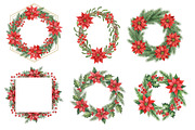 Poinsettia Christmas Wreaths Clipart, an Illustration by SinaCreation (Thumbnail 3 of 7)