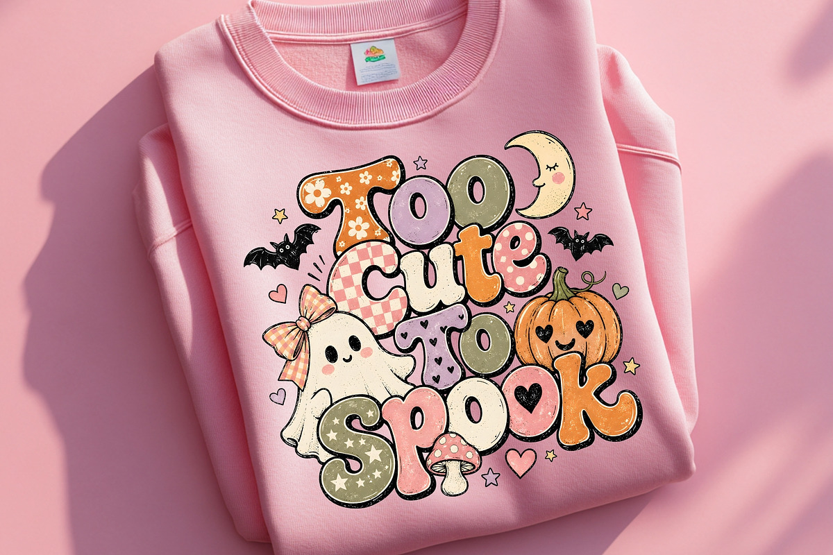 Halloween Kawaii Ghost Retro Tshirt, a Seasonal Illustration by SugarCloudStudioArt (Photo 4 of 6)