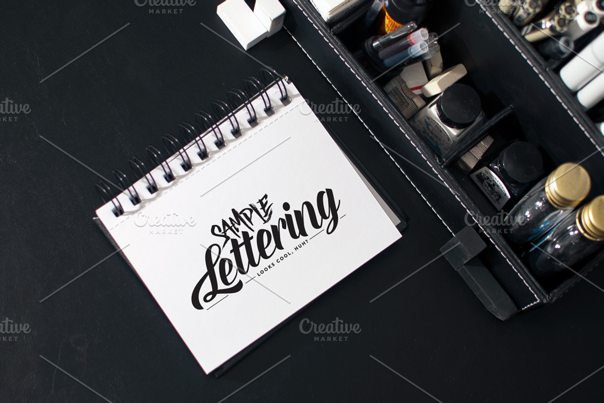 Lettering & Drawing Mockup Set 2, a Books & Magazine Mockup by AwesomeMockups (Photo 2 of 4)