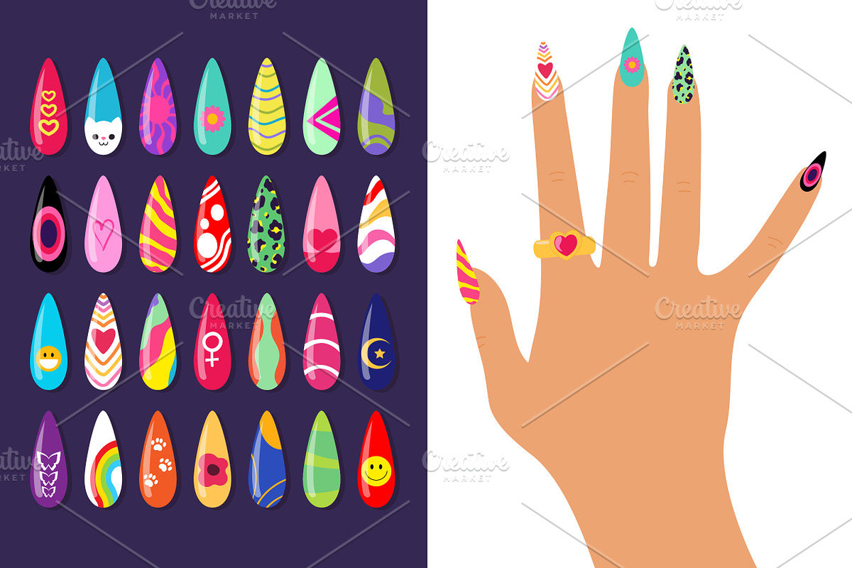 Nail Art Design Set, a Decorative Illustration by PsychocheArt (Photo 1 of 3)