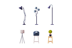 Modern Room Interior Items with, an Object Illustration by TopVectors