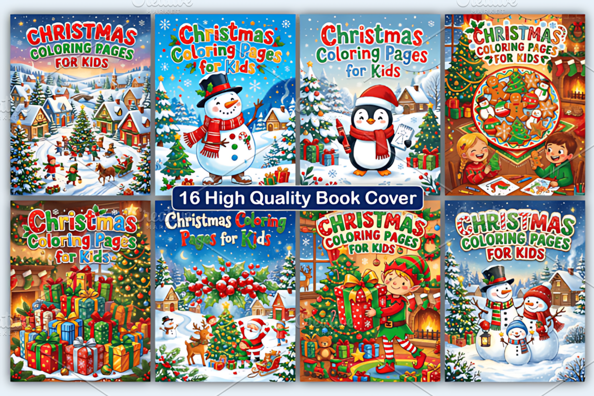 Christmas Coloring Pages for Kids, a Seasonal Illustration by Design Station (Photo 4 of 4)