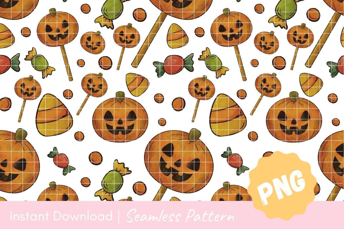 Halloween Candy Pumpkins Seamless, a Texture Illustration by CpSnowy (Photo 2 of 5)