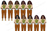 Plant Lover Girls Clipart, a Person Illustration by GlamArtZhanna (Thumbnail 4 of 5)