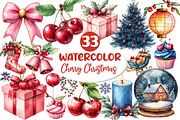 Midnight Cherry Christmas Clipart, an Illustration by Dream Creation (Thumbnail 1 of 7)