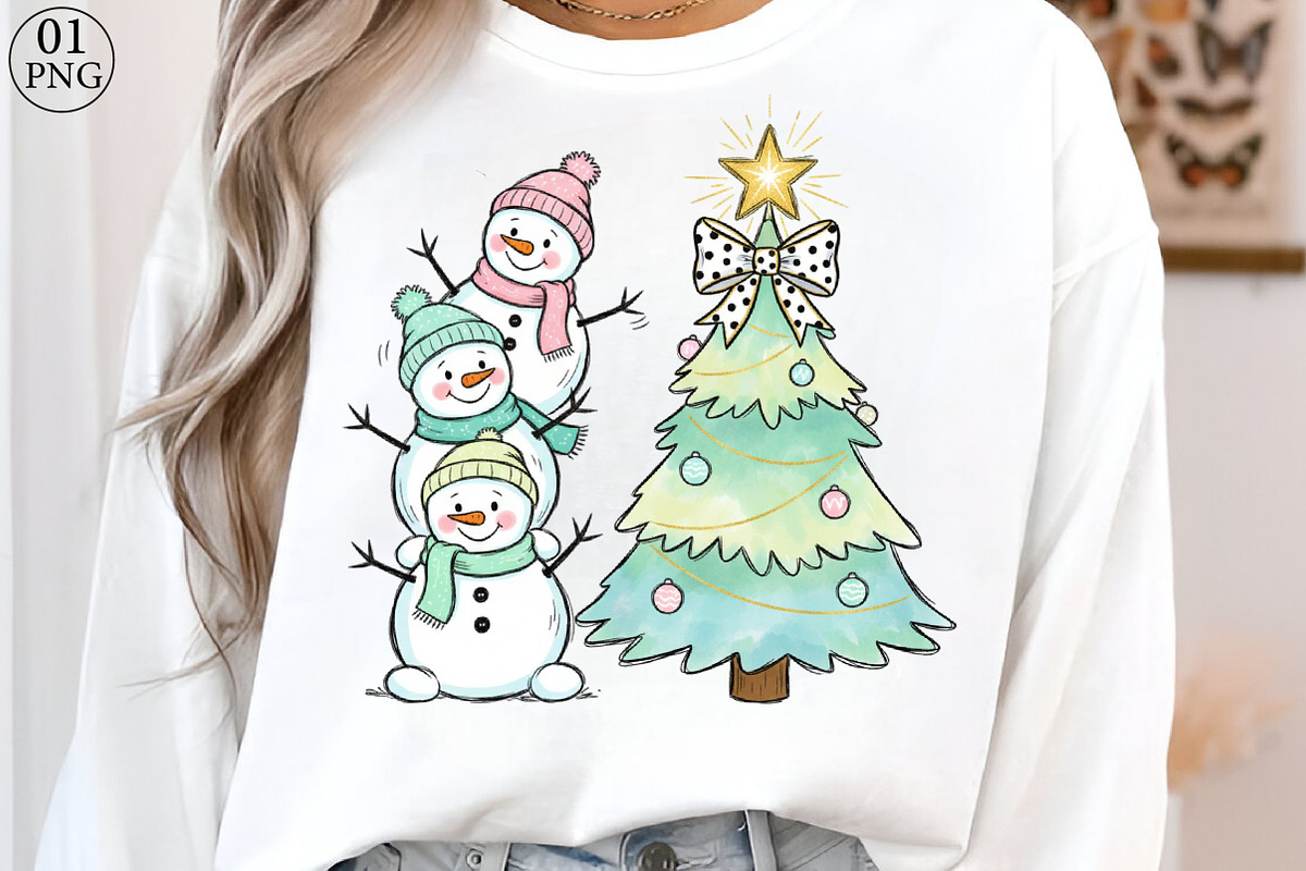Coquette Christmas Snowman PNG, an Illustration by Libby Wishes (Photo 1 of 8)