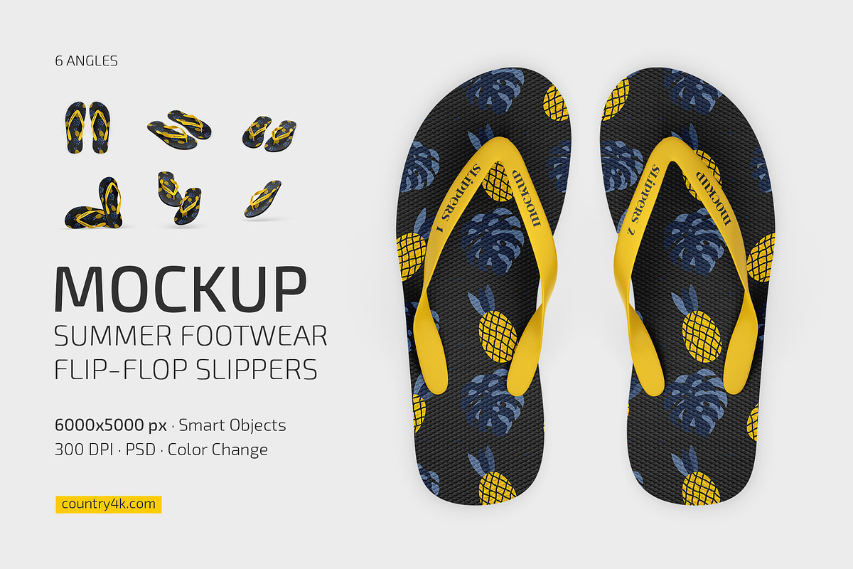 Flip-Flop Slippers Mockup Set, a Bottom Mockup by Country4k (Photo 1 of 4)