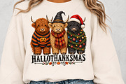 Hallothanksmas Highland Cow PNG, a Seasonal Illustration by Canvas Craft (Thumbnail 5 of 6)