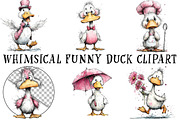 Whimsical Funny Duck Clipart, an Illustration by OK Design (Thumbnail 2 of 6)