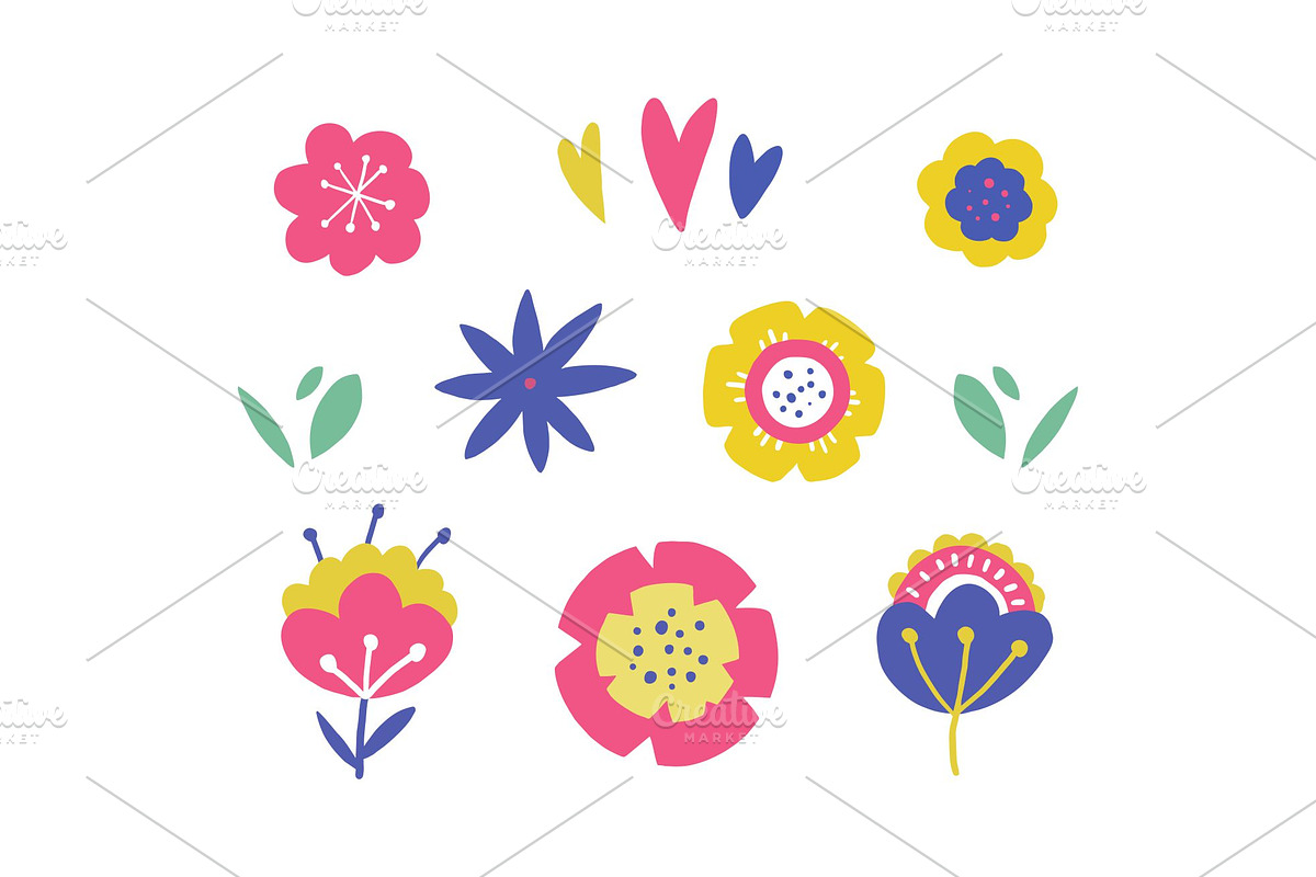 Vector Cute Flower Collection, a Decorative Illustration by Kattarina Po (Photo 2 of 6)