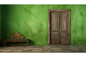 weathered front door green screen ai, a Background Photo by pikepicture