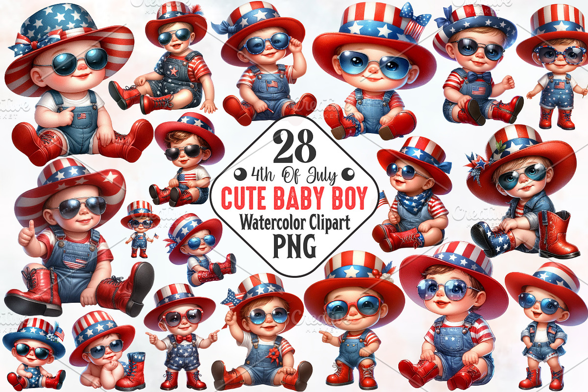 4th Of July Cute Baby Boy Clipart, a Person Illustration by RobertsArt (Photo 1 of 7)