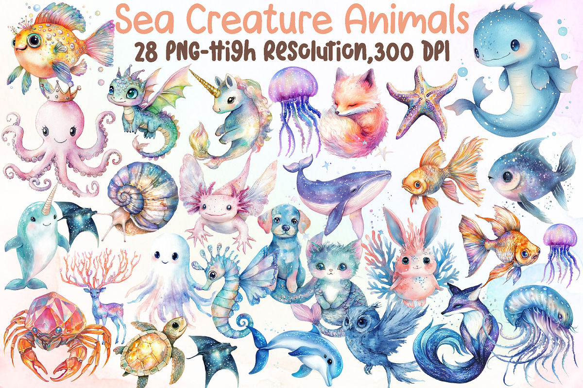 Fantasy Cute Sea Creature Animals Pn, an Illustration by Sublimation Artist (Photo 1 of 6)