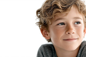Smiling boy with curly blond hair, a Person Photo by MistyDay