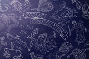 Zodiac Constellations set & Pattern, an Illustration by ZiziMarket (Thumbnail 1 of 4)