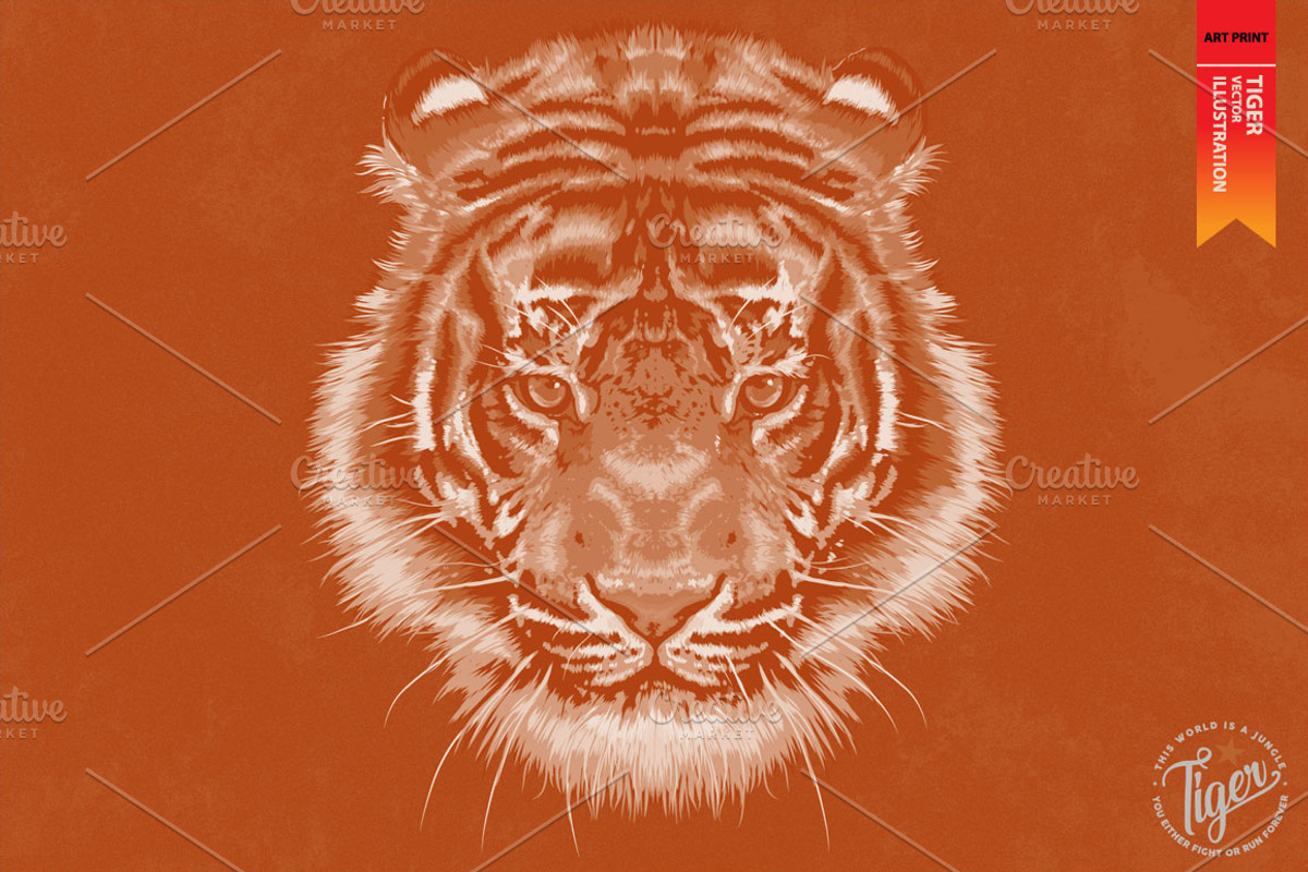 FIGHTER - Tiger vector illustration, an Animal Illustration by Artistic & Unique (Photo 5 of 17)