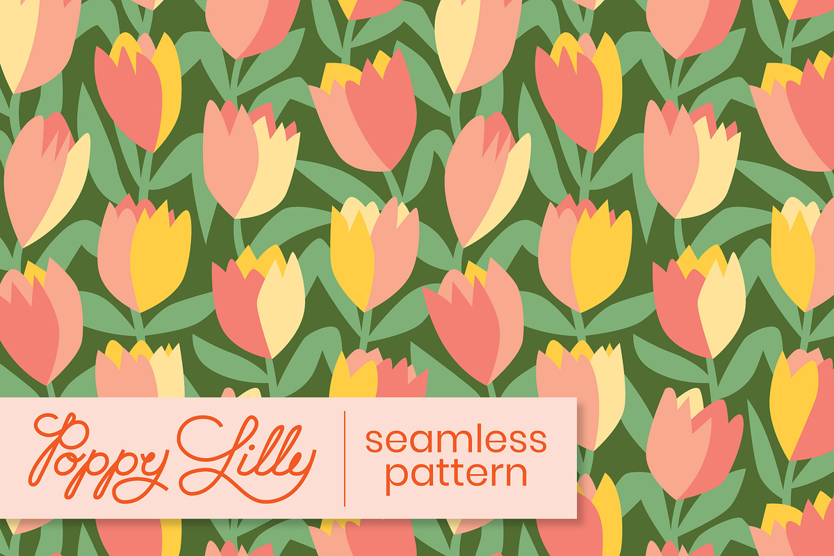 Tons of Tulips Seamless Pattern, an Illustration by Poppy Lilly