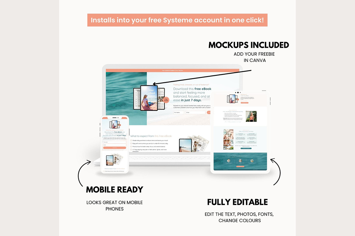 Systeme.io Calypso Peach Lead Funnel, a Landing Page Template by Hayley's Digital Hub (Photo 3 of 9)