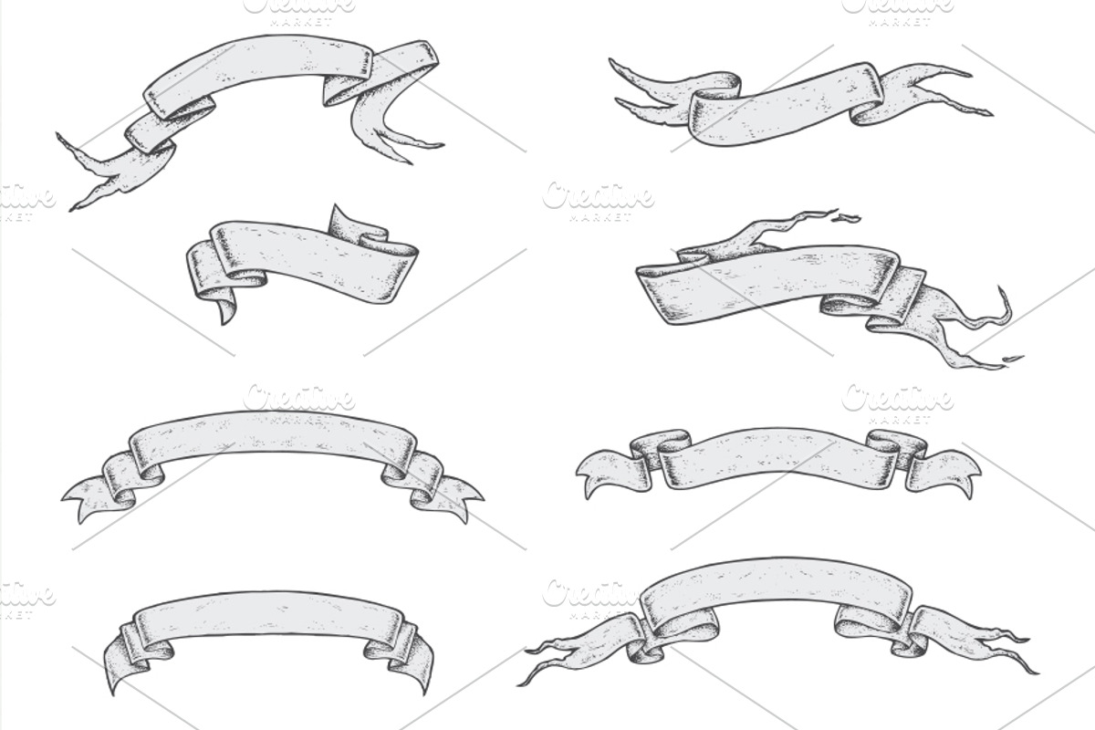 RIBBONS - Hand Drawn, a Decorative Illustration by BusOne (Photo 2 of 3)