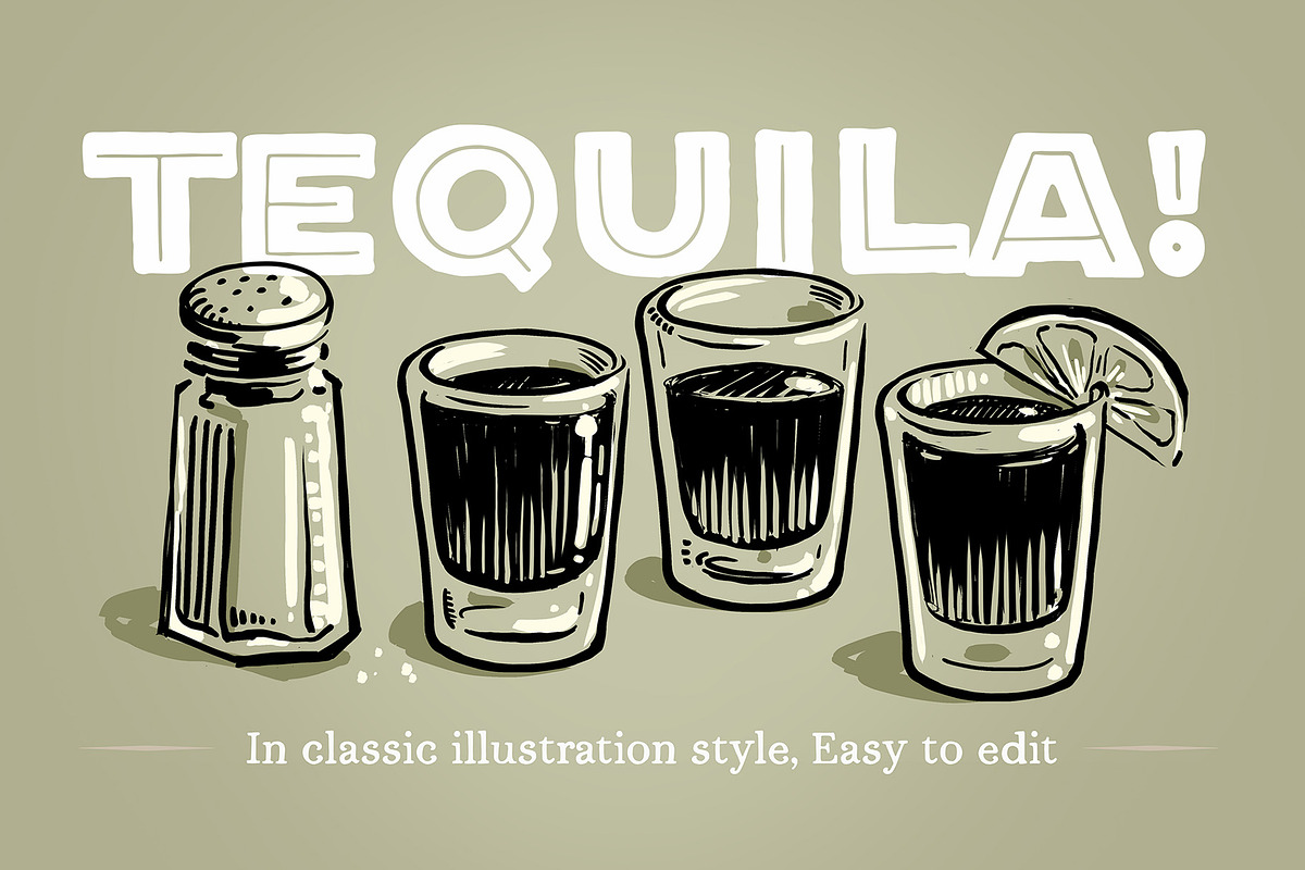 Tequila shots bold illustrations, a Food Illustration by Serifs & Whiskey (Photo 1 of 4)