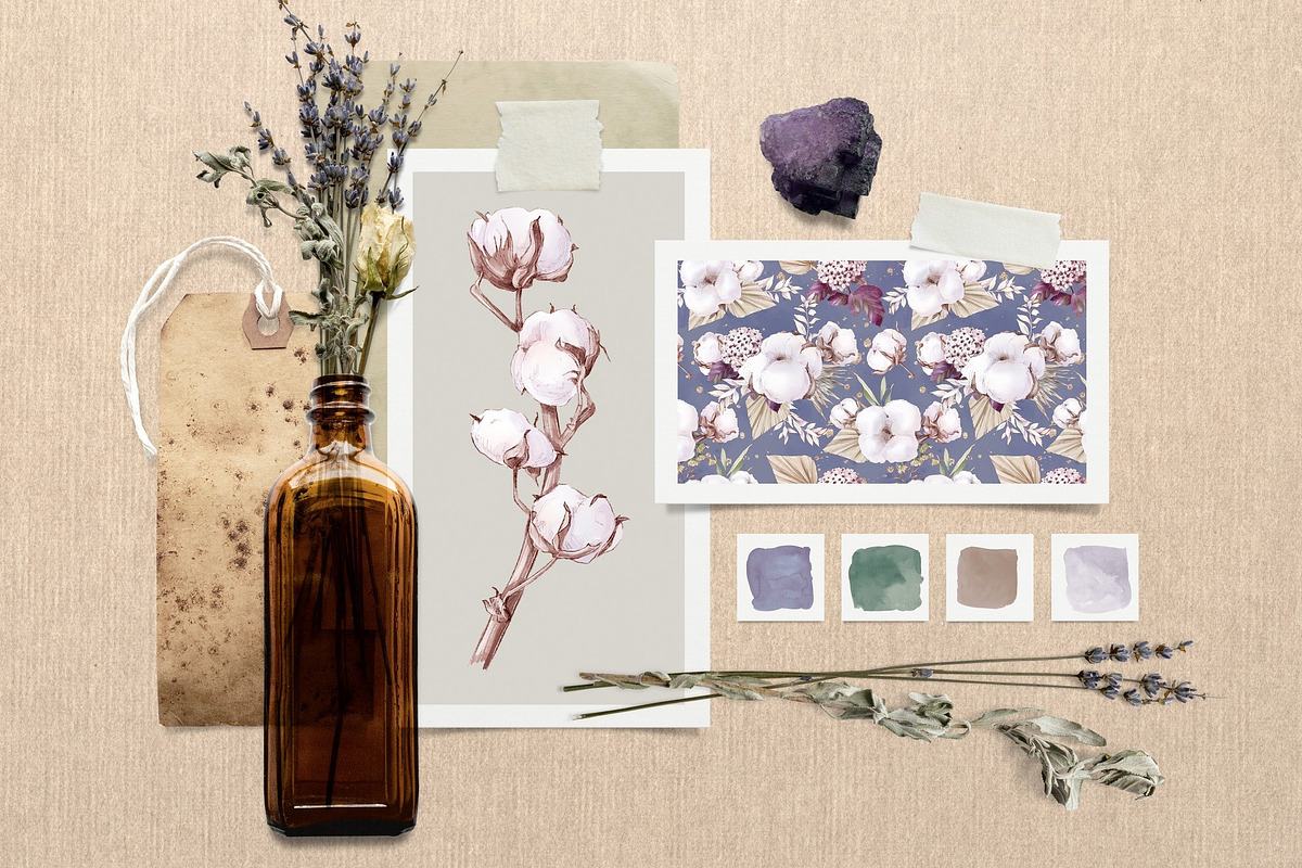 Watercolor Sunflowers and Cotton, an Illustration by Yuliya Art (Photo 2 of 24)