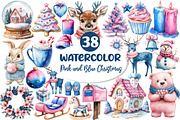 Pink and Blue Christmas Clipart, an Illustration by Dream Creation (Thumbnail 1 of 7)