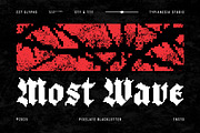 Most Wave - Pixelate Blackletter, a Blackletter Font by Typia Nesia (Thumbnail 1 of 12)