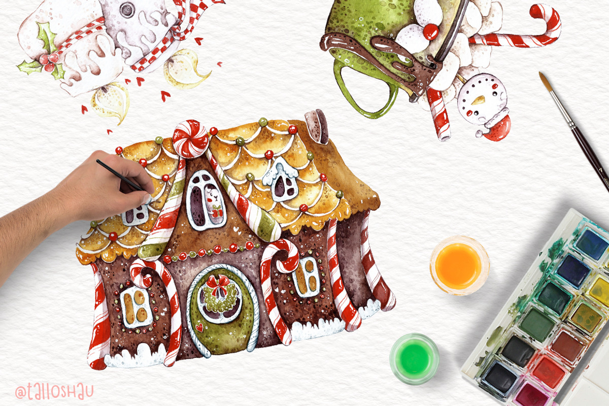 Watercolor Christmas pigs, an Animal Illustration by talloshau's illustrations (Photo 4 of 5)