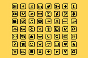 Black Sketch Square Social Icons