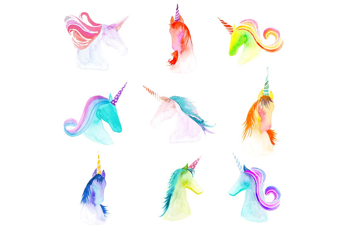 26 Watercolor Unicorn Illustrations, an Illustration by Heartmade by Claudia (Photo 2 of 4)