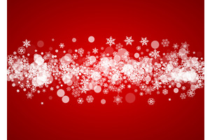 Christmas Snow On Red Background