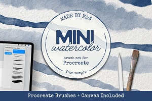 Mini Procreate Watercolor Brush Set, a Brush Add-On by Fins and Fiction