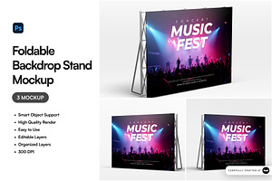 Foldable Backdrop Stand Mockup, an Advertising Mockup by SLAB! Design