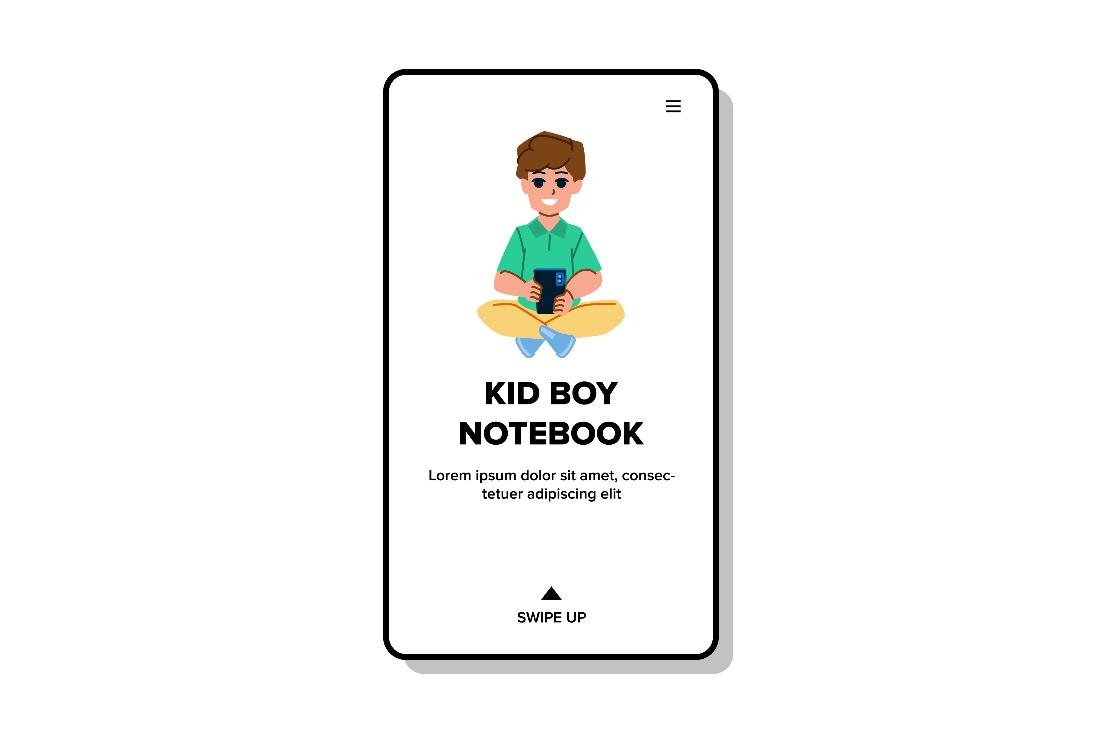 kid boy notebook vector, an Education Illustration by pikepicture