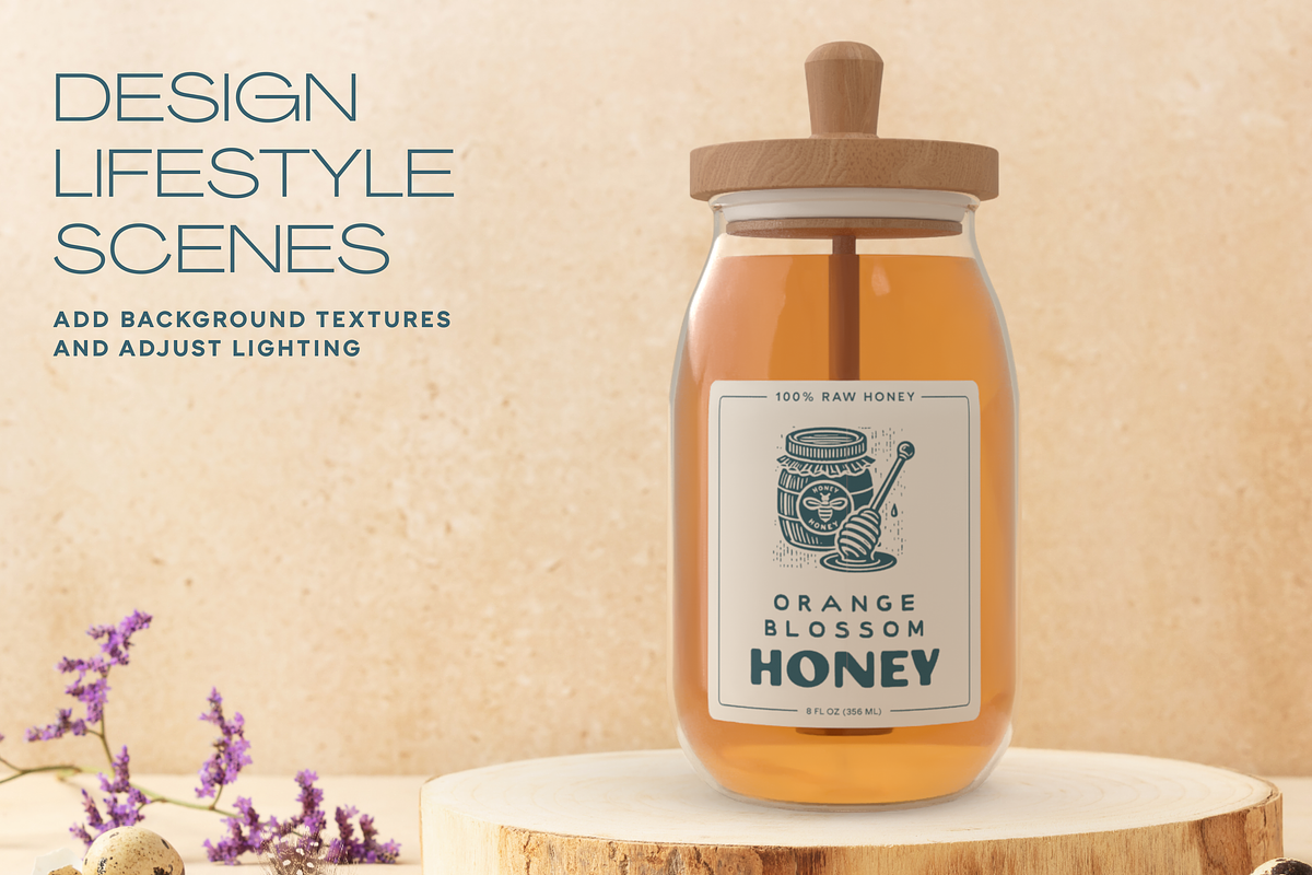 3D Honey Jar Mockup, a Packaging Mockup by Silver Moon Design School (Photo 3 of 3)