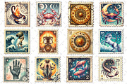 Zodiac Postage Stamp Clipart, an Illustration by Dream Creation (Thumbnail 2 of 5)