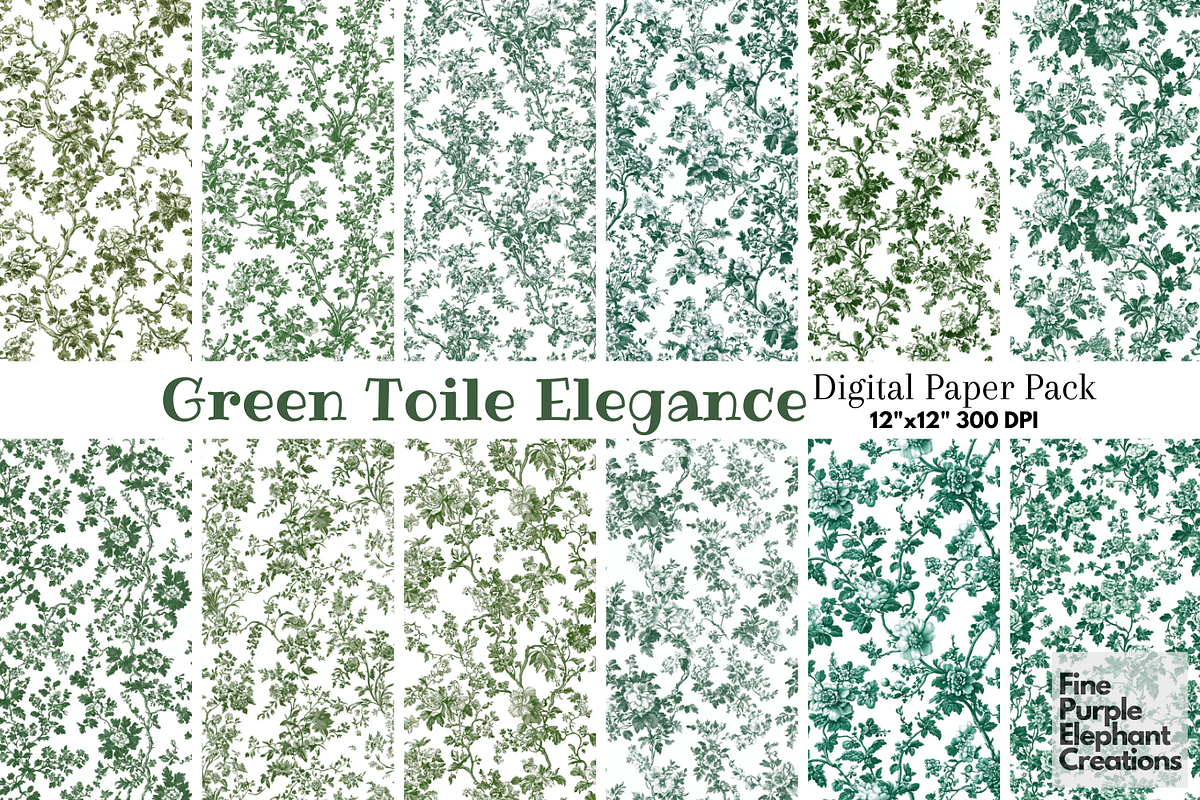 Green Toile Elegance Chinoiserie, a Pattern Graphic by Fine Purple Elephant (Photo 1 of 5)