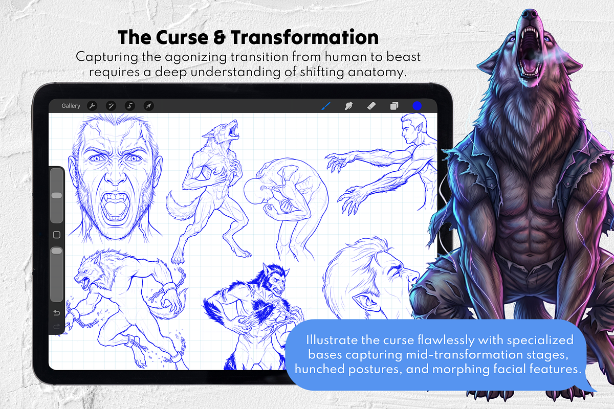 Werewolf Maker Procreate Stamps, a Brush Add-On by Selentaori Studio (Photo 5 of 12)