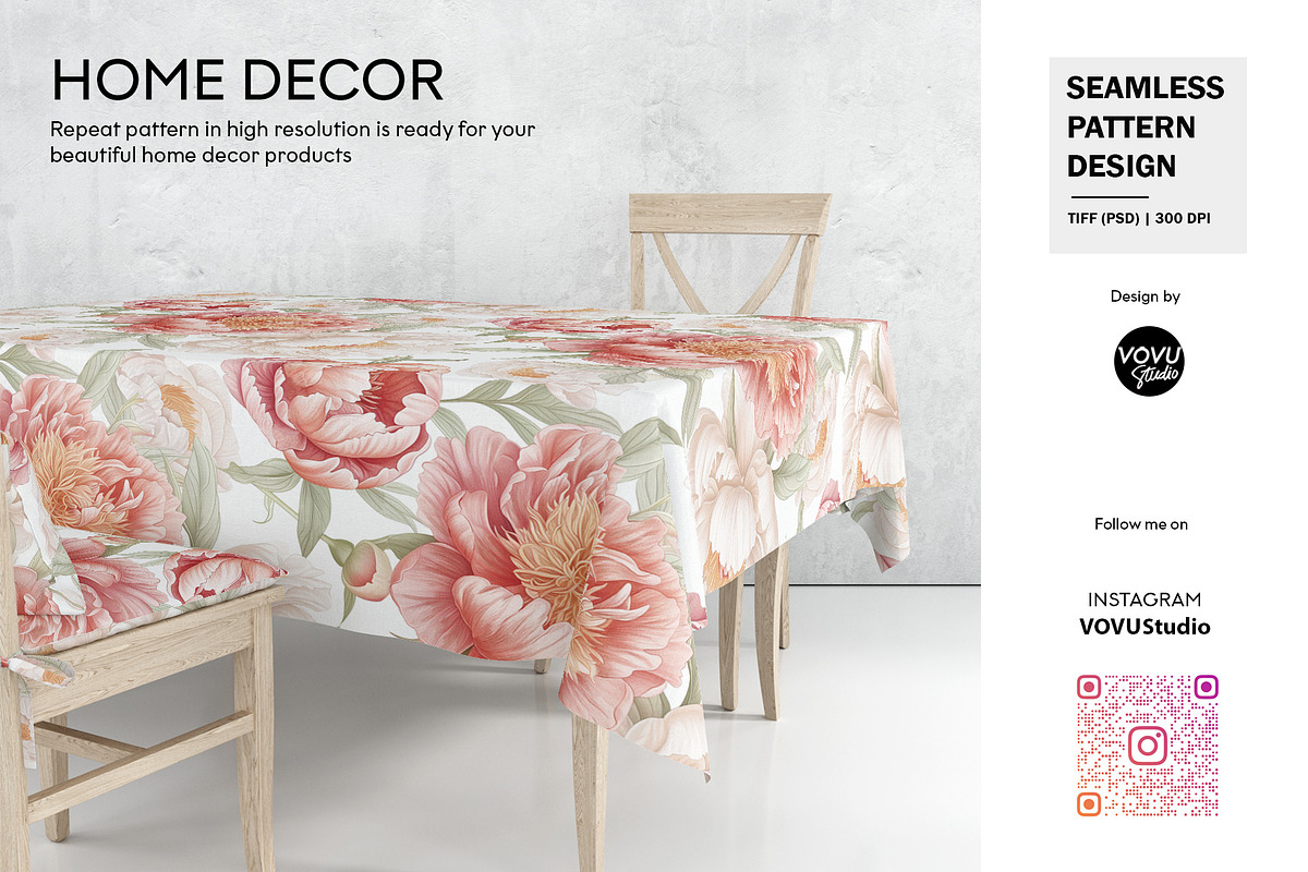 Elegant Peonies Print Pattern Design, a Pattern Graphic by VOVU Studio (Photo 8 of 9)