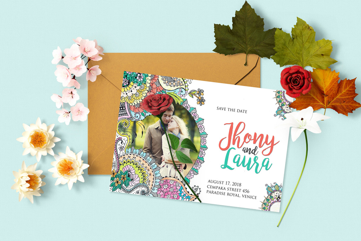 Mandala Postcard + Poster Invitation, a Card Template by Nimbalagi Studio (Photo 2 of 5)