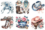 Chinoiserie Cowgirl Coquette Clipart, an Illustration by DreamArtGraphic (Thumbnail 4 of 4)