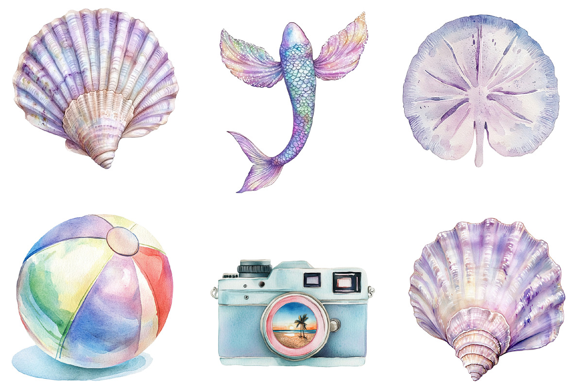 Beach Summer Pastel Clipart PNG, an Illustration by SinaCreation (Photo 4 of 5)