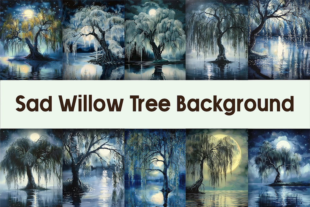 Sad Willow Tree Background, a Background Graphic by AdriOP
