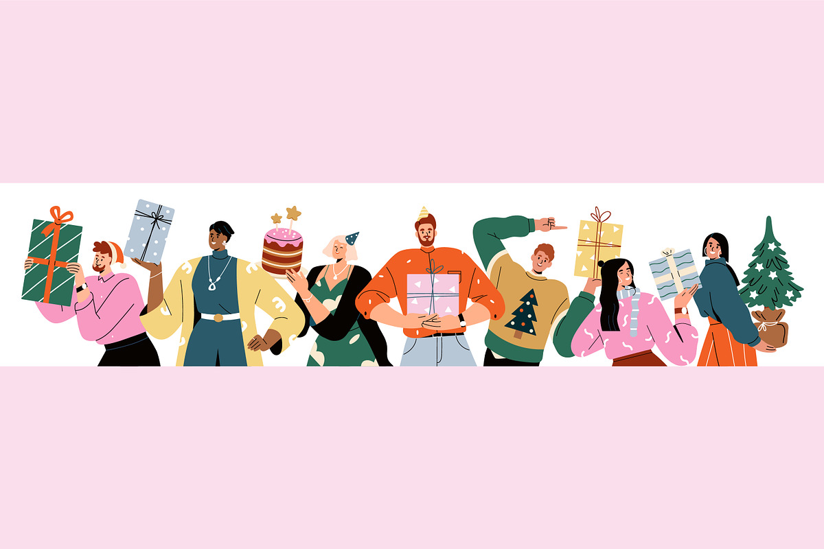 Christmas people set + banner, a Person Illustration by Good Studio (Photo 2 of 6)