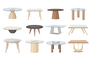 Modern tables. Round shape tables, an Object Illustration by Onyx